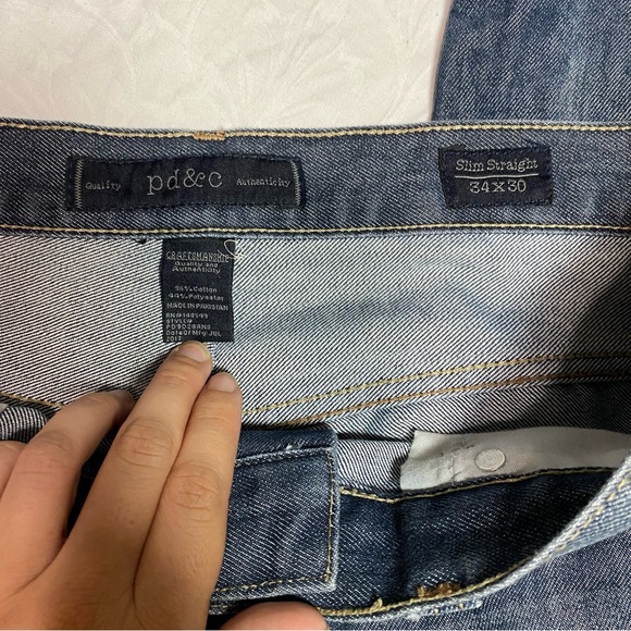 28inseam Paper Denim & Cloth Jeans 34 Waist Slim Straight DarkWash Tailored NICE - Picture 10 of 11